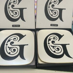Elegant Black and White Monogram Trays